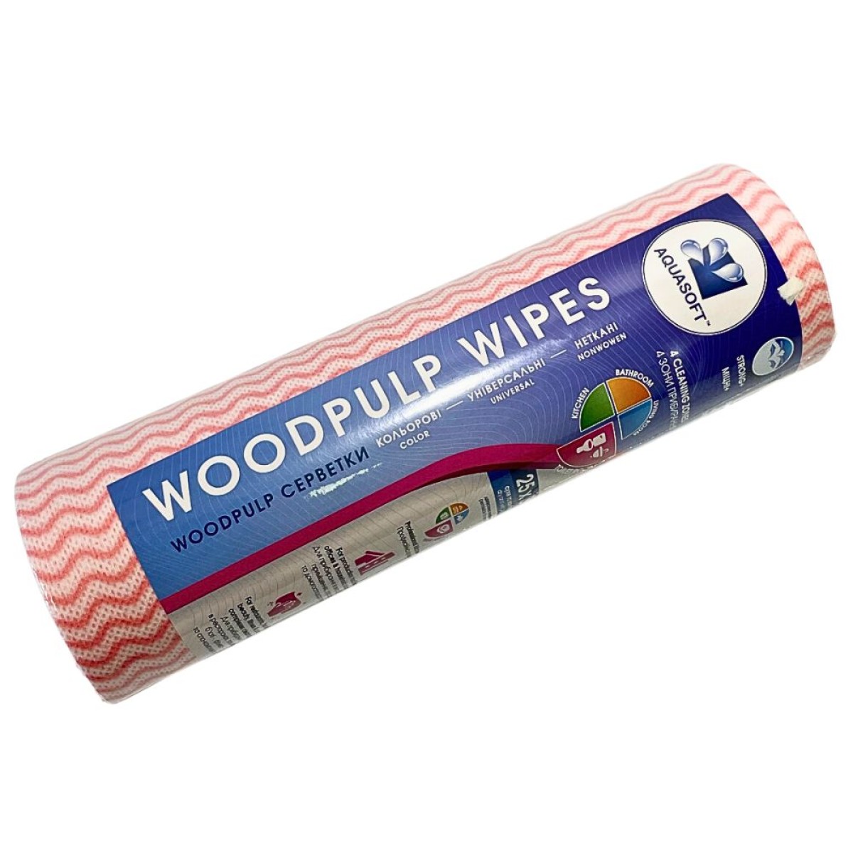 Серветки Aquasoft 25х30 (50 шт.) woodpulp сітка рожева хвиля рулон